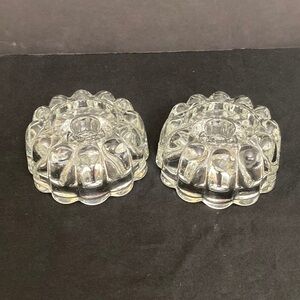 Vtg Princess House Candle Holders Heavy Lead Crystal Reversible Bubble Flower